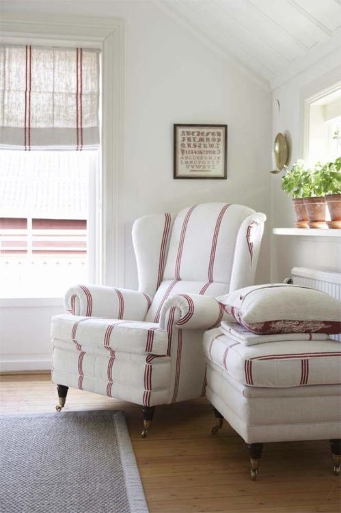 red and white chair