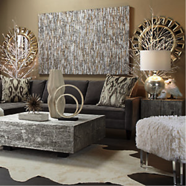 Traditionally December seems to be the color of all things red and green. But I would like to introduce silver into your décor as you change your fall colors out. It is a color that works well with most other colors – it illuminates and reflects of those colors which surround it. Here are some of my favorite things in Silver to inspire you...