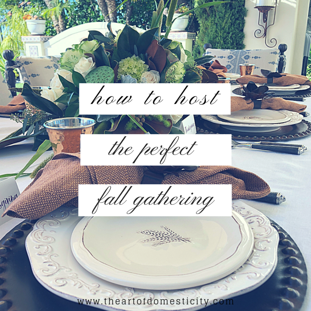 Although stirrings of fall weather are upon us, some evenings are still warm enough to dine outdoors. Its the perfect time to host a fall gathering with a little help from friends. When you get everyone together to help, it makes sitting down to eat that much more special because you all worked together! Here is how a group can put their heads together to pull off a perfect fall gathering...